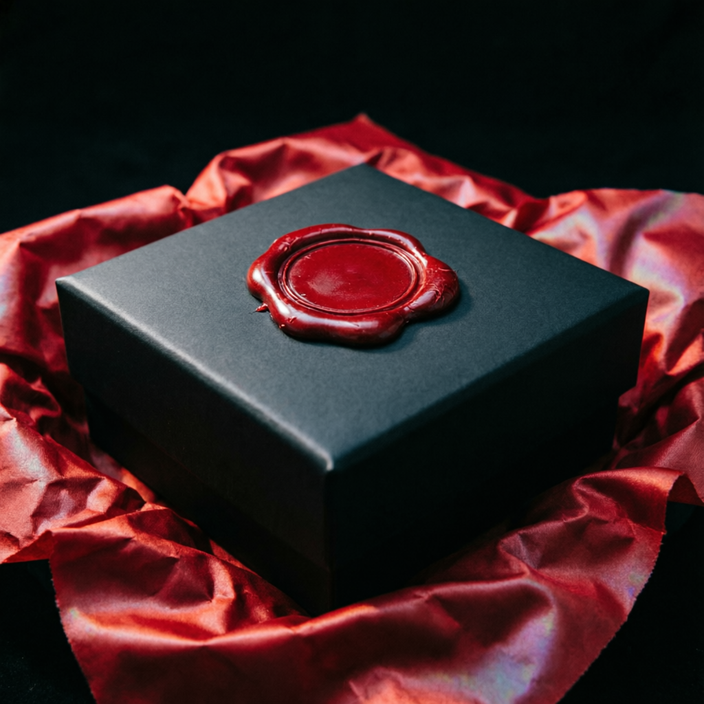 Packaging noir et sceau rouge Marquis